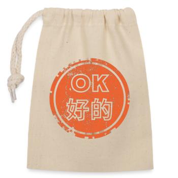 OK auf Chinesisch - Verschließbarer Geschenkbeutel aus Baumwolle (14x20cm) - Natur - Vorne