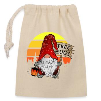 Gnome Christmas Elves with Free Hug - Closable cotton gift bag (14x20cm) - nature - Front