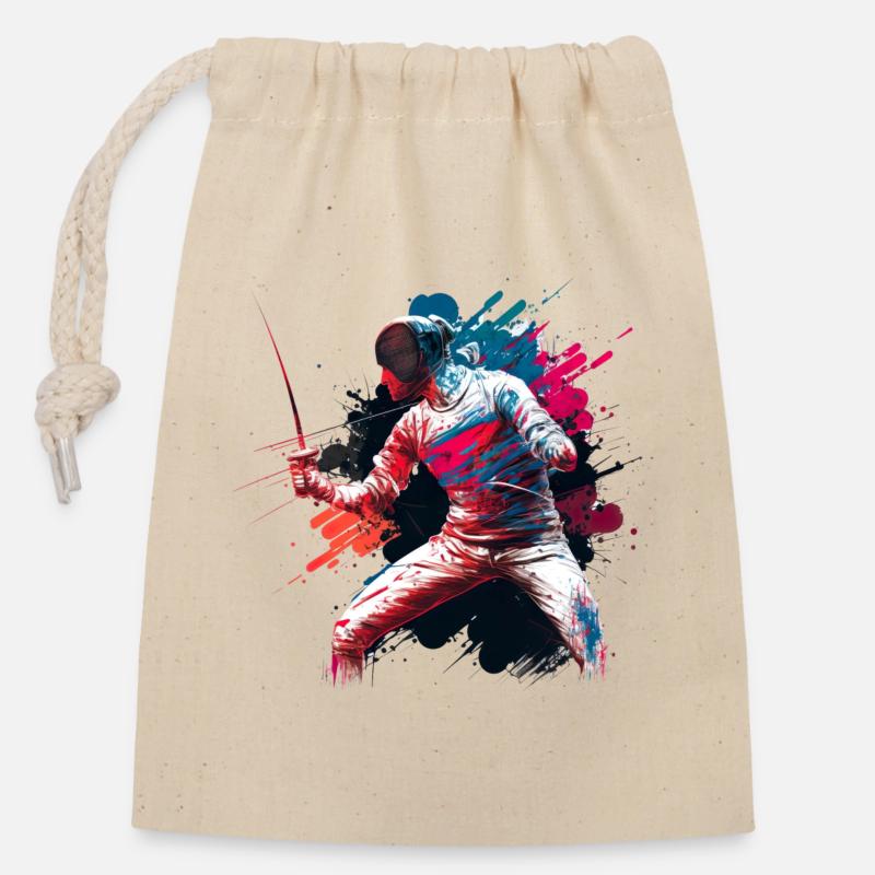 Couleur Explosif Escrimeur Graffiti - Sac cadeau en coton avec cordon (14 x 20 cm) - nature