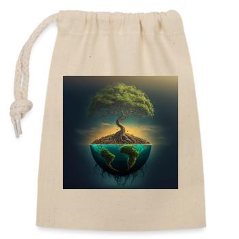 Arbre-Monde : Arbre sur une demi-sphère - Sac cadeau en coton avec cordon (14 x 20 cm) - nature - Devant