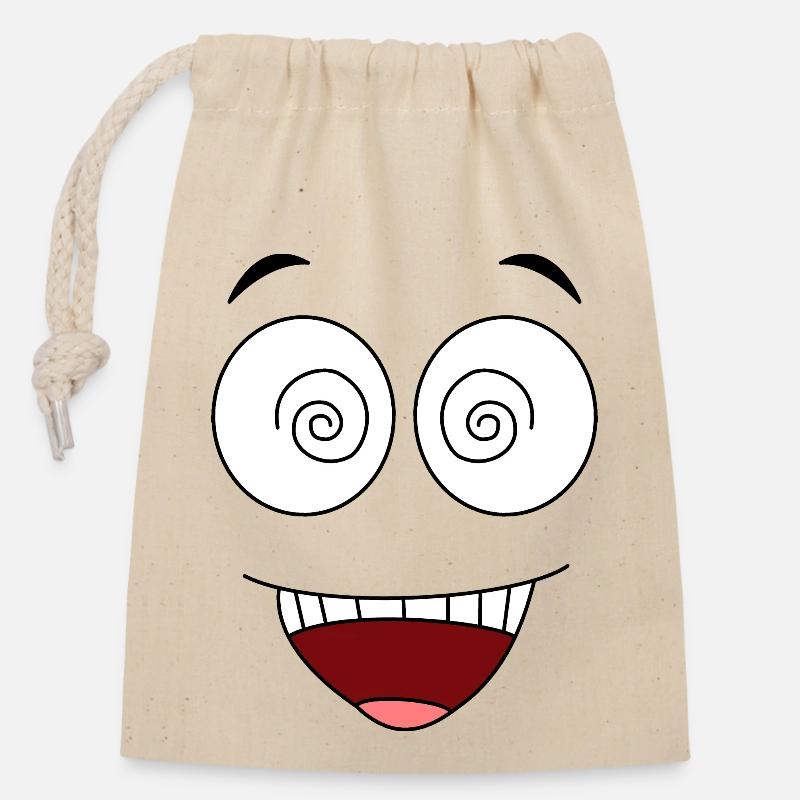 Crazyface - Closable cotton gift bag (14x20cm) - nature