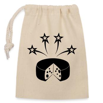 Cheese with four stars - Closable cotton gift bag (14x20cm) - nature - Front