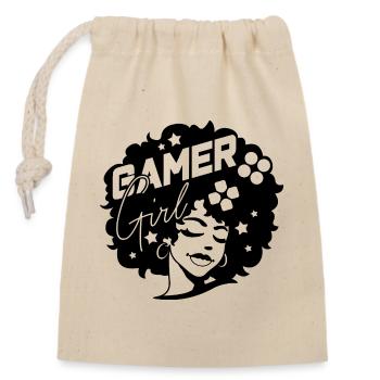 Gamer Girl Beautiful Gaming Afro Girl - Sac cadeau en coton avec cordon (14 x 20 cm) - nature - Devant