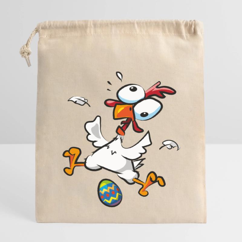 Easter Crazy Chicken Easter Egg Chickens Closable cotton gift bag (14x20cm)