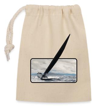 Yacht sur une vague - Sac cadeau en coton avec cordon (14 x 20 cm) - nature - Devant