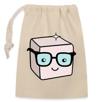 Morceau de sucre nerd avec des lunettes - Sac cadeau en coton avec cordon (14 x 20 cm) - nature - Devant
