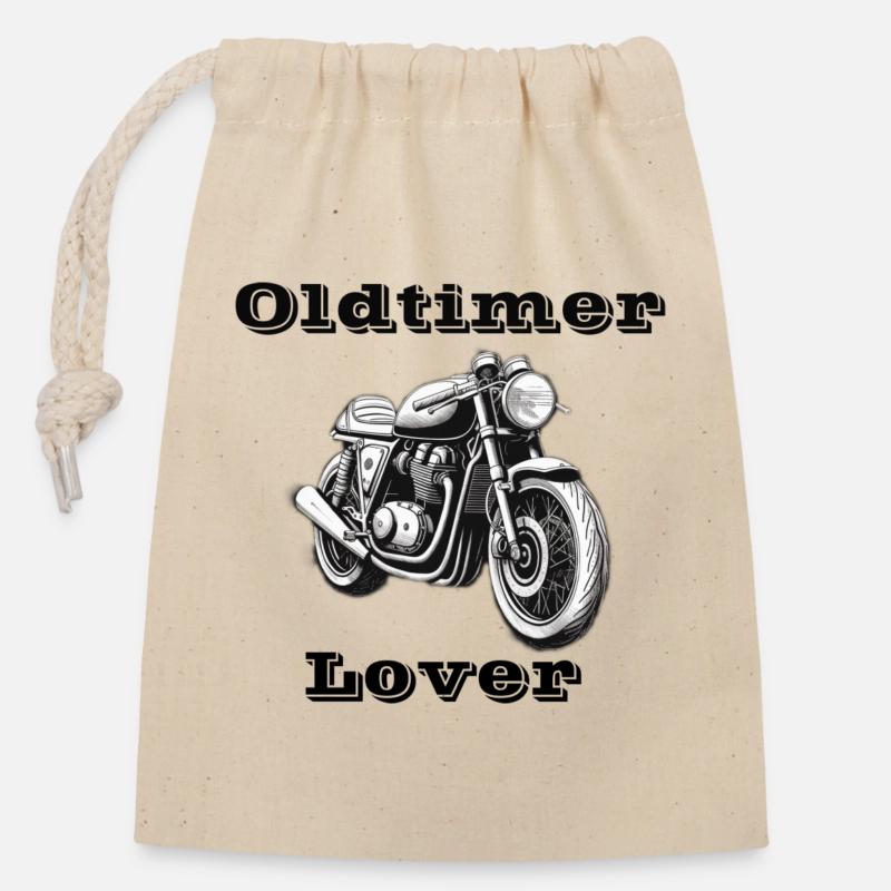 Oldtimer Lover - Verschließbarer Geschenkbeutel aus Baumwolle (14x20cm) - Natur