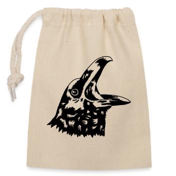 Crow - Closable cotton gift bag (14x20cm) - nature - Front