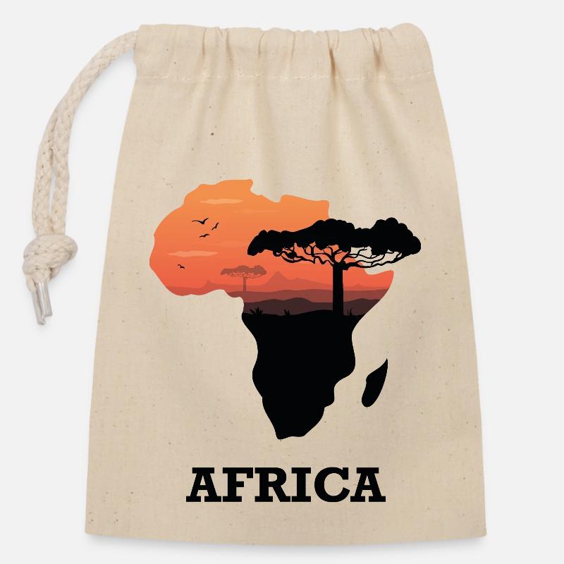 Karte Afrika - Verschließbarer Geschenkbeutel aus Baumwolle (14x20cm) - Natur