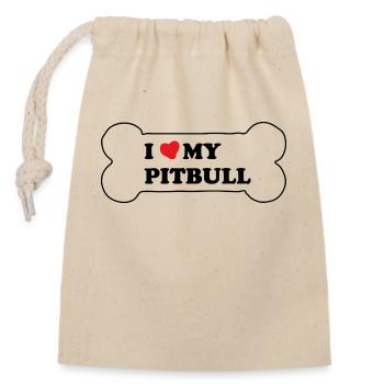 J’AIME MON PITBULL - Sac cadeau en coton avec cordon (14 x 20 cm) - nature - Devant