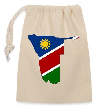 Namibia Flagge Landkarte - Verschließbarer Geschenkbeutel aus Baumwolle (14x20cm) - Natur - Vorne