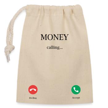 Money is calling - Sac cadeau en coton avec cordon (14 x 20 cm) - nature - Devant