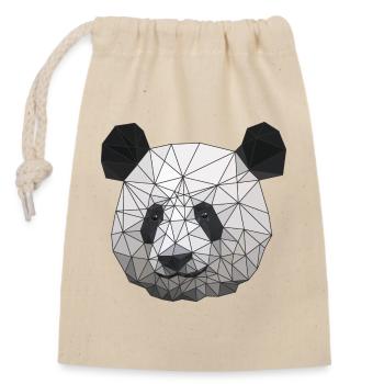 Polygonal Panda Bär Low Poly Kunst Dreieck Formen - Verschließbarer Geschenkbeutel aus Baumwolle (14x20cm) - Natur - Vorne