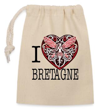 I Love Brittany Celtic Fairy Heart - Closable cotton gift bag (14x20cm) - nature - Front