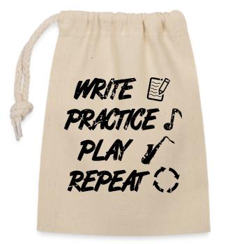 Writing, practicing, playing, repeating - Closable cotton gift bag (14x20cm) - nature - Front