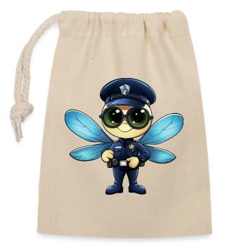 Police des libellules - Sac cadeau en coton avec cordon (14 x 20 cm) - nature - Devant