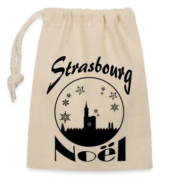 Strasbourg Christmas - Closable cotton gift bag (14x20cm) - nature - Front