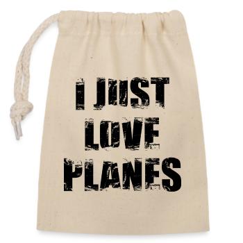 Flugzeug Enthusiast - Verschließbarer Geschenkbeutel aus Baumwolle (14x20cm) - Natur - Vorne
