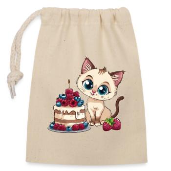 Tarte au chat Gâteau Bec sucré Grignotage Cuisson Sucré - Sac cadeau en coton avec cordon (14 x 20 cm) - nature - Devant