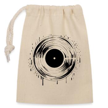 Diskjockey Vinyl Platte - Verschließbarer Geschenkbeutel aus Baumwolle (14x20cm) - Natur - Vorne