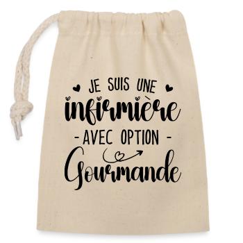 Nurse with gourmet option - Closable cotton gift bag (14x20cm) - nature - Front