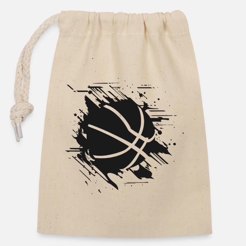 Basketball - Closable cotton gift bag (14x20cm) - nature