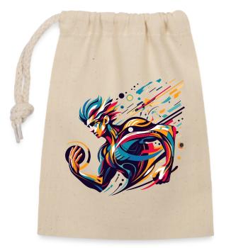 Athlète futuriste aux couleurs vives - Sac cadeau en coton avec cordon (14 x 20 cm) - nature - Devant