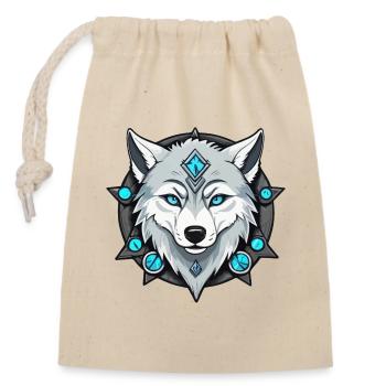 Loup de glace - Sac cadeau en coton avec cordon (14 x 20 cm) - nature - Devant