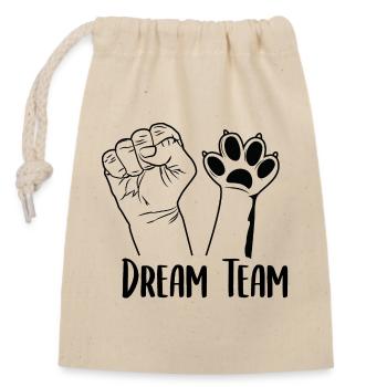 Dream Team - Verschließbarer Geschenkbeutel aus Baumwolle (14x20cm) - Natur - Vorne