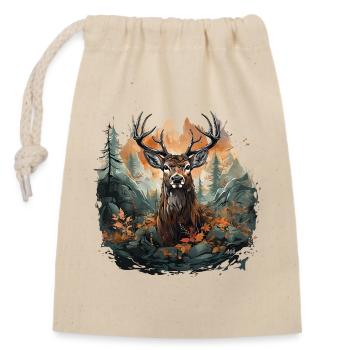 Deer design - for hunting, traditional costumes & folk festivals - Closable cotton gift bag (14x20cm) - nature - Front