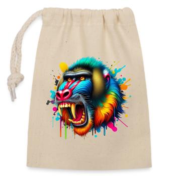 Mandrill Monkey - Closable cotton gift bag (14x20cm) - nature - Front