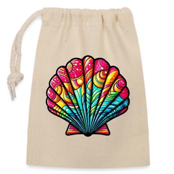 Shell - Closable cotton gift bag (14x20cm) - nature - Front
