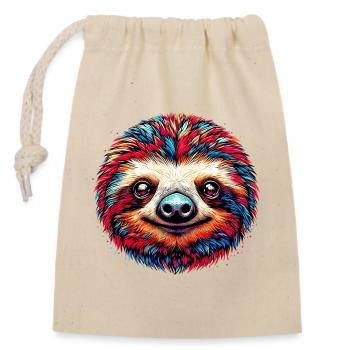 Sloth - Closable cotton gift bag (14x20cm) - nature - Front