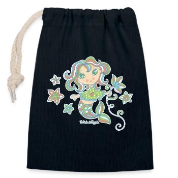 Petite Sirène - Sac cadeau en coton avec cordon (14 x 20 cm) - bleu marine - Devant