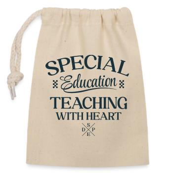 Special Education -Teaching With Heart - Closable cotton gift bag (14x20cm) - nature - Front