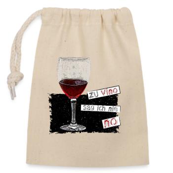 I never say NO to Vino - Closable cotton gift bag (14x20cm) - nature - Front