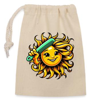 Sun - Closable cotton gift bag (14x20cm) - nature - Front