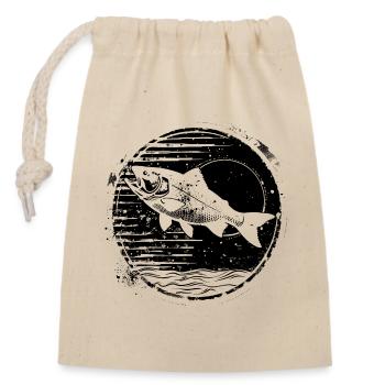 Fishing Drawing - Closable cotton gift bag (14x20cm) - nature - Front
