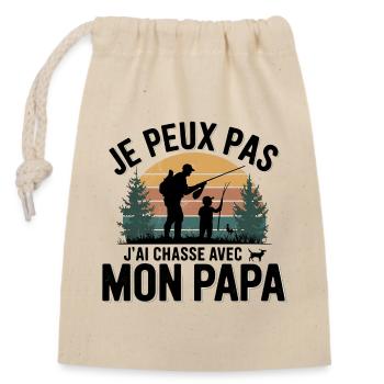 Chase With My Daddy Hunter Family Gift - Closable cotton gift bag (14x20cm) - nature - Front