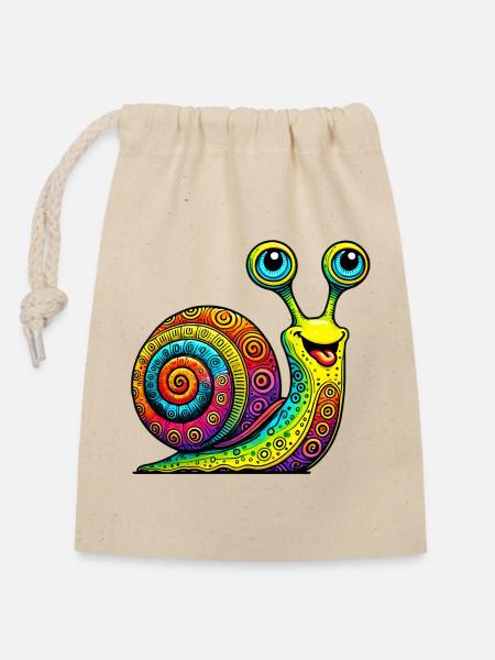 Schnecke - Verschließbarer Geschenkbeutel aus Baumwolle (14x20cm) - Natur