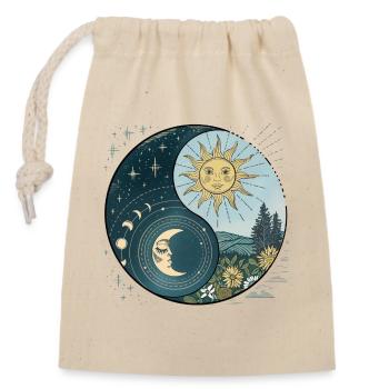 Yin Yang Sonne und Mond Himmlische Harmonie - Verschließbarer Geschenkbeutel aus Baumwolle (14x20cm) - Natur - Vorne