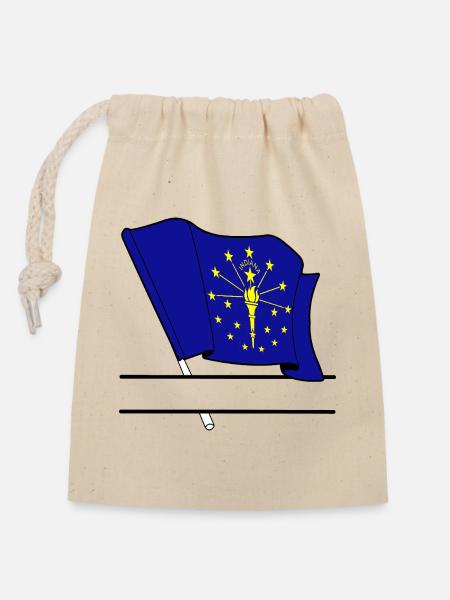 Flagge Indiana Textbanner - Verschließbarer Geschenkbeutel aus Baumwolle (14x20cm) - Natur