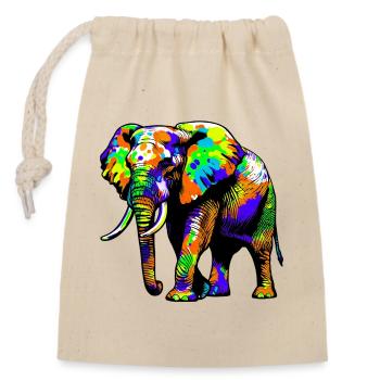 Elephant - Closable cotton gift bag (14x20cm) - nature - Front