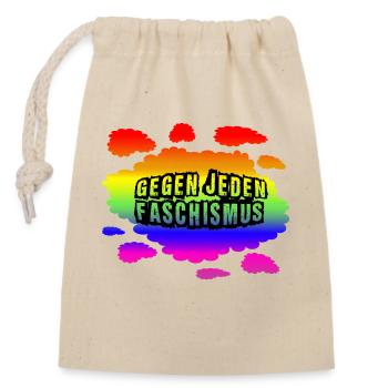 AfD stoppen gegen rechts Demokratie Vielfalt links - Verschließbarer Geschenkbeutel aus Baumwolle (14x20cm) - Natur - Vorne