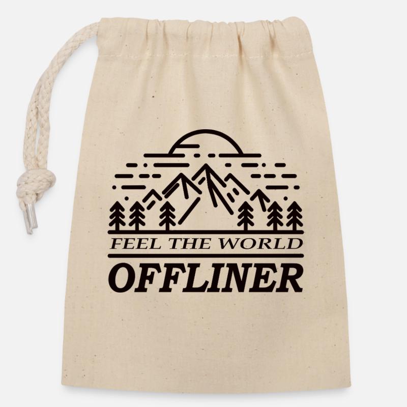 OFF Feel The World - Closable cotton gift bag (14x20cm) - nature
