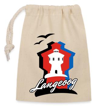 Langeoog Style mit Wasserturm - Verschließbarer Geschenkbeutel aus Baumwolle (14x20cm) - Natur - Vorne