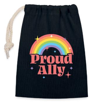 Proud Ally - Closable cotton gift bag (14x20cm) - navy - Front