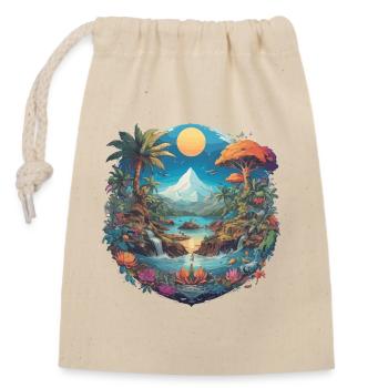 Mystical mountain and river landscape - Closable cotton gift bag (14x20cm) - nature - Front