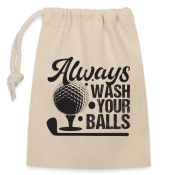 Golf - Lavez toujours vos balles - Sac cadeau en coton avec cordon (14 x 20 cm) - nature - Devant