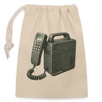 Nostalgic phone - Closable cotton gift bag (14x20cm) - nature - Front